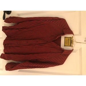 Womens red and black plaid button up